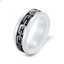 Bijoux d&#39;anneau en céramique blancs argentés flexibles uniques, anneau en céramique d&#39;élément de carbone